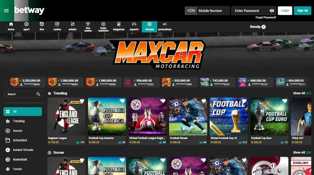 Betway Fantasy Sports Betting Screenshot